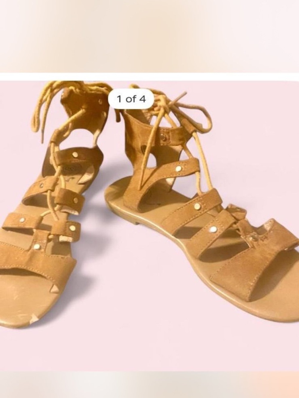Kohl's Tan Lace-Up Gladiator Sandals with Stud Accents